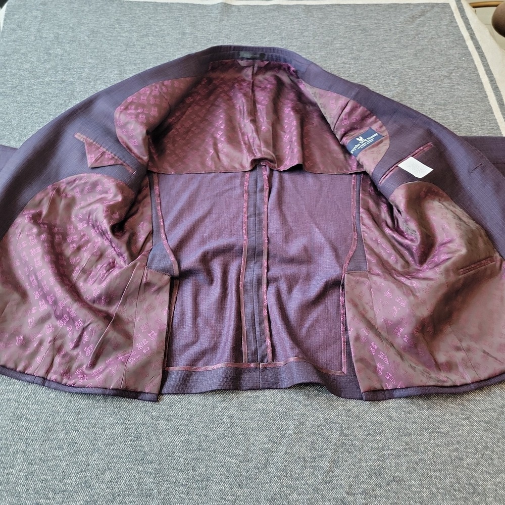 Psycho Bunny Blazer Men's 42R‎ Purple Wool Robert Godley Union Skull Lining - Picture 5 of 13